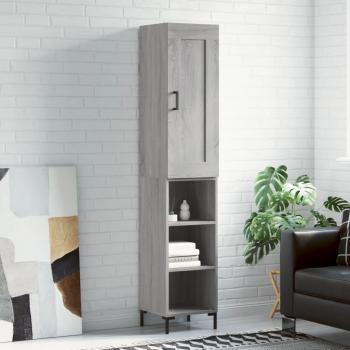Aparador Moderno de Madera Contrachapada Gris Sonoma 34,5x34x180 cm con 3 Estantes y Cajón