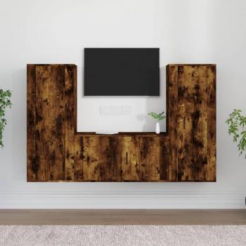 Set de muebles de TV 3 piezas madera contrachapada roble ahumado Marrón
