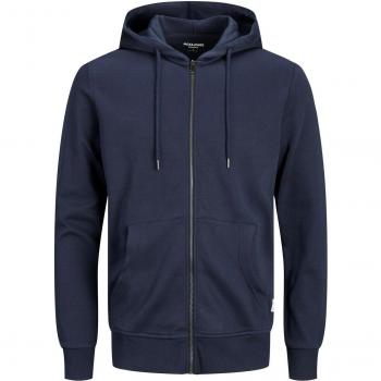 Jack & Jones Basic Zip-Up Hoodie Sweatshirt in Navy Blue Regular Fit