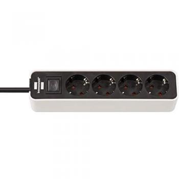 Regleta de enchufes Brennenstuhl Ecolor 4 tomas con interruptor y cable de 1,5 m color blanco/negro