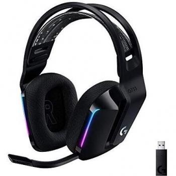 Logitech G733 LIGHTSPEED Auriculares con Micrófono Inalámbricos para Gaming con Diadema con Suspensión, LIGHTSYNC RGB, Tecnología de Micrófono Blue VO!CE, Ligeros, 29h de batería - Negro