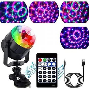 ZStarlite Bola de Luces Discoteca Giratoria para Fiesta con Cable USB, Disco Luz con 15 Colores de Iluminacion, Led Giratoria Luz para Festival,Bar