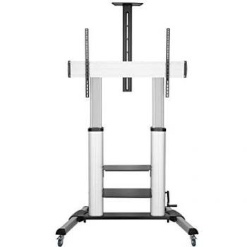 AISENS - FT100TE-125 - Soporte DE Suelo Pro con Rueda Y MANIVELA, 2 BANDEJAS Y Soporte DE CÁMARA para