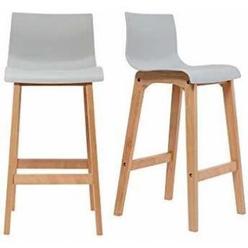 Taburete de bar diseño madera y gris claro 65cm lote de 2 NEW SURF