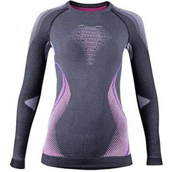 Camiseta Térmica de Base Capa Larga UYN Evolutyon para Mujer - Melange Antracita/Raspberry/Púrpura - Talla L/XL