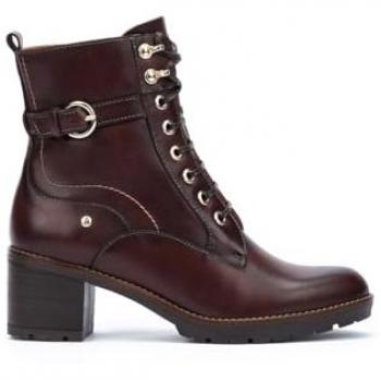 Botines de mujer Pikolinos de piel con cordones y cremallera lateral LLANES W7H
