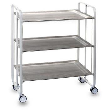 Carrito Auxiliar Plegable Don Hierro con Ruedas y 3 Estantes, Color Blanco