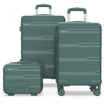 Juego de Maletas de Viaje Numada Upfly T10 3 Pzs ABS (Maleta Cabina 55x40x20, Maleta Mediana 66x44x26 y Neceser Compartimentado) - Verde