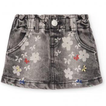 Falda de niña denim gris con florecitas Tuc Tuc