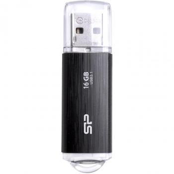 Silicon Power Blaze B02 16GB USB Flash Drive, USB 3.1 Gen 1, Retractable Connector, AES 256-bit Encryption, Black