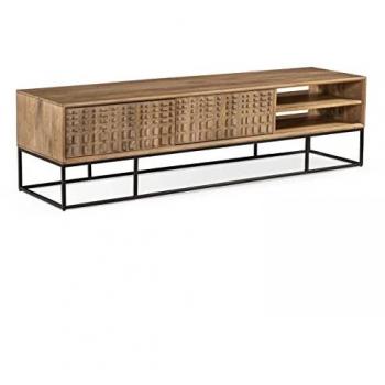 Televisor de madera maciza de mango tallado Oviala