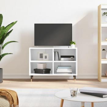 Soporte para TV de madera multicapa blanco pulido 69,5x30x50 cm