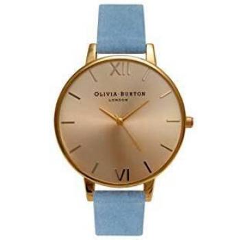 Olivia Burton Women's Gold Dial Suede Watch - Chalk Blue (OB16BD111)