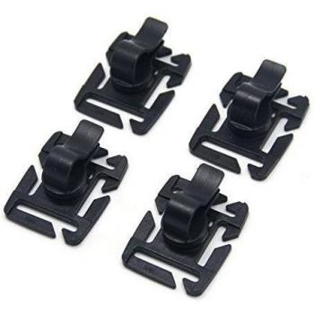Sams Pesca 4pcs x Tactical Clips Giratorio Molle Hidratación Beber tubo manguera de trampa hebilla de clip Pesca con Mosca de senderismo Herramientas, negro