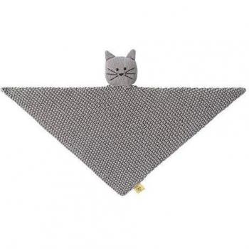 Manta de Consuelo Tejida para Bebés Little Chums Gato 28cm Algodón Orgánico