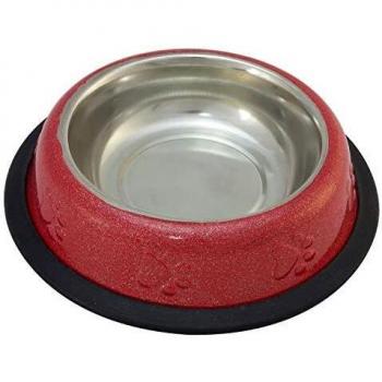 Arquivet Comedero Inoxidable Antideslizante Rojo - 240 ml / 16 cm