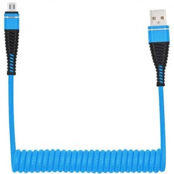 Bellatio Cable compatible con Samsung Galaxy J4+ muelle en espiral cable extension cable Micro USB Cable Cargador movil azul