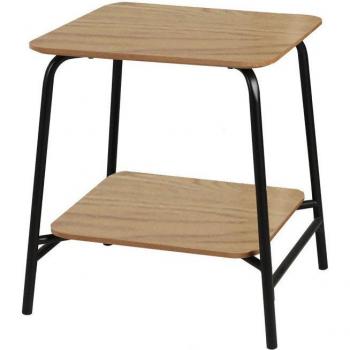 Mesa Auxiliar Marcel de Madera y Metal - Marrón/Negro - 51 cm de Altura x 45 cm de Profundidad x 45 cm de Largo