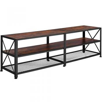 Mueble Bajo para Televisor Estilo Industrial Tectake - Soporte de TV con Tableros de Madera y Estantes Metálicos, 161 cm