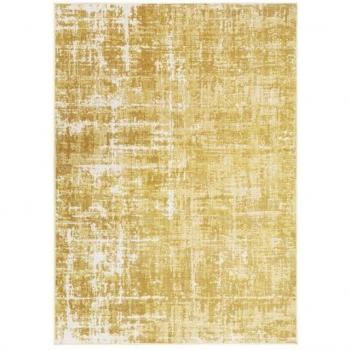 Alfombra vintage amarilla efecto patinado 120 x 170 cm
