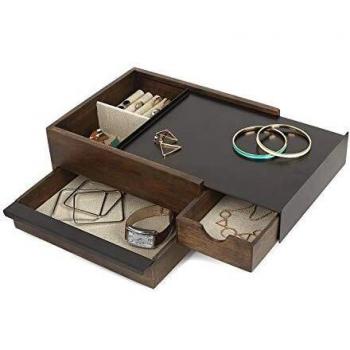 Umbra 290245048stowit jewelery box with hidden pockets and moving metal tray woodmetal blackwalnut