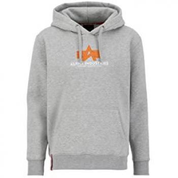 Alpha Industries Men's Regular Fit Grey Heather Basic Rubber Hoodie