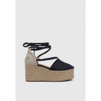 Tommy Hilfiger Closed Toe Linen Flatform Esparto Con Cuña Mujer Azul 36