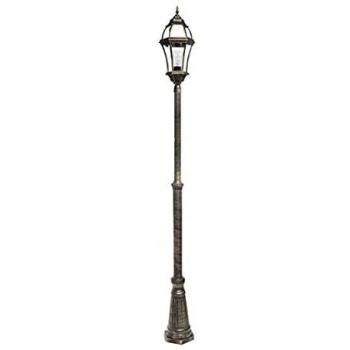 Farola Exterior Aluminio Becrux 1xe27 Neg/oro Ip44 Regulable En Altura Fabrilamp