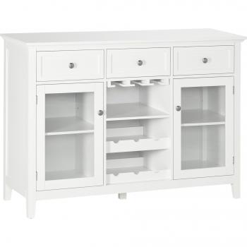Aparador de Cocina con Botellero y Soporte para Copas de Estilo Moderno 120x40x87cm Blanco