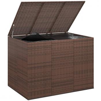 Caja de almacenamiento para cojines de jardín de resina trenzada 145 x 100 x 103 cm marrón
