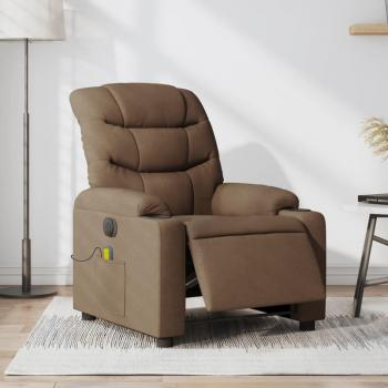 Sillón reclinable de masaje eléctrico en tela marrón Vidaxl 414459