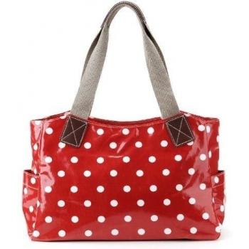 Anladia - Bolso al Hombre con 2 Asas Cortas para Mujer Resistente al Agua Color Rojo con Mancha Blanca Grande