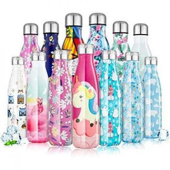 Botella Agua Acero Inoxidable 350/500/750ml, Botella Termica Reutilizable con Doble Aislamiento para Mantiene las bebidas frías por más de 24 horas, las bebidas calientes por 12 horas Libre de BPA