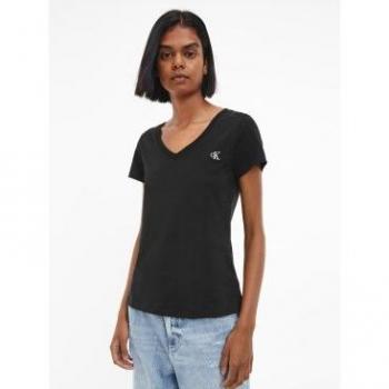 Camiseta Slim Cuello V negro Calvin Klein Jeans para mujer - L