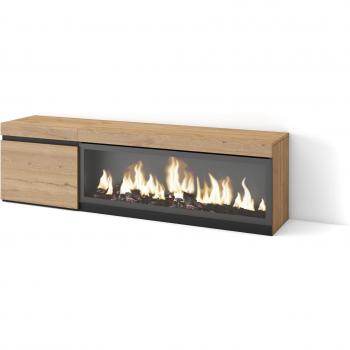 Mueble TV Moderno con Chimenea Eléctrica XXL para Televisores hasta 65, Roble, 160 cm - Skraut Home