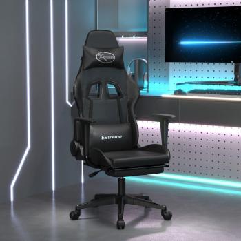 vidaXL Black Faux Leather Gaming Chair with Footrest