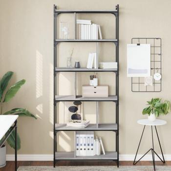 Librería gris Sonoma 6 estantes 76x32x192 cm madera multicapa