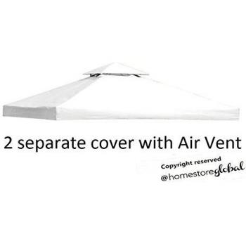 HomeStore Global Reemplazo Canopy para 3M x gazebo 3M con Air Vent - 2 piezas de la cubierta separadas para dos niveles marco gazebo, blanco
