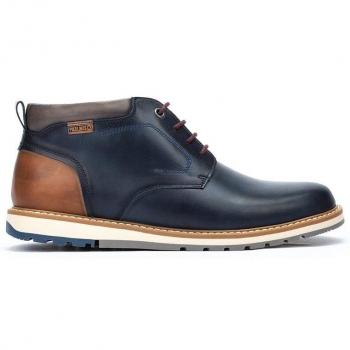 Pikolinos Berna M8J-8181 Navy Blue Leather Ankle Boots for Men with Lace-up Closure and Removable Insole