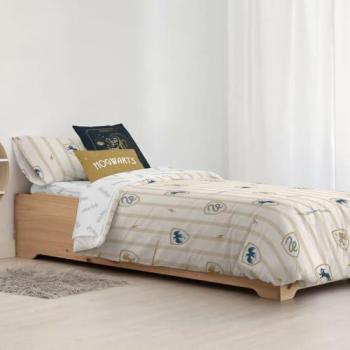 Funda Nórdica Harry Potter Hogwarts Classic Multicolor 140 x 200 cm Cama de 80, 175 hilos, con botones, 100% algodón, ligera y confortable, licencia oficial