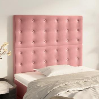 Cabeceros de terciopelo rosa 100x5x78/88 cm - 2 unidades