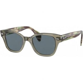 Ray-Ban RB0880S Polarized 66353R Unisex Square Sunglasses Transparent Green
