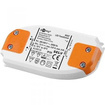 Transformador LED 12 V DC 8 W Slim, Carga Total hasta 8 W, IP20