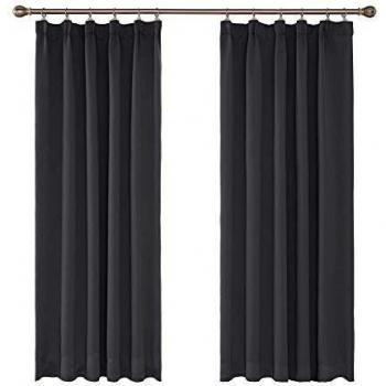 Amazon Brand - Umi Cortinas Habitacion Moderno Opacas Salon Moderna Opacas Termicas Aislantes Frio y Calor Suave y Elegante Fruncido 2 Piezas 168 x 183 cm Gris Oscuro