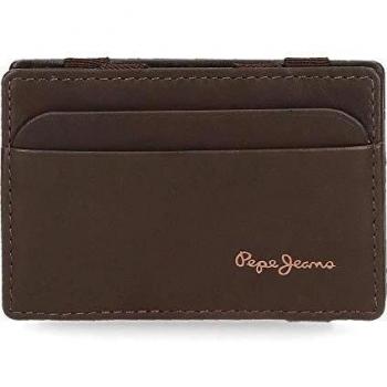 Pepe Jeans Fair Billetero con Tarjetero Marrón 9,5x6,5x1 cms Piel