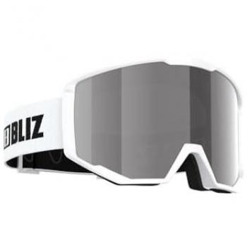 Máscara de Esquí Bliz Spark Blanca con Lente Espejada Gris Plateado Unisex