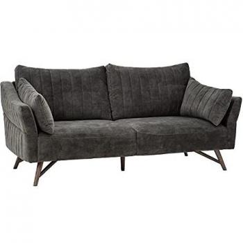Ixia Sofá de 2 plazas tapizado Gris de Terciopelo con Franjas de 204x104x90 cm - LOLAhome