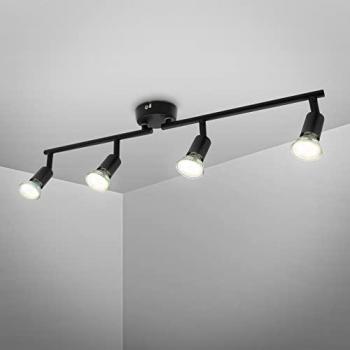 Plafón LED Jade, negro mate, 4 luces GU10, 2.9W, 3000K