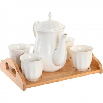 Set de Tazas de Café DKD Home Decor Natural Porcelana Blanco