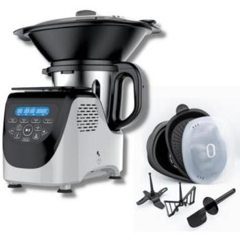 Robot de Cocina Multifuncional Chef-O-Matic 1000W, LCD, 2L, 10 Velocidades, Acero Inoxidable, Múltiples Accesorios, Función Turbo y Bloqueo de Seguridad